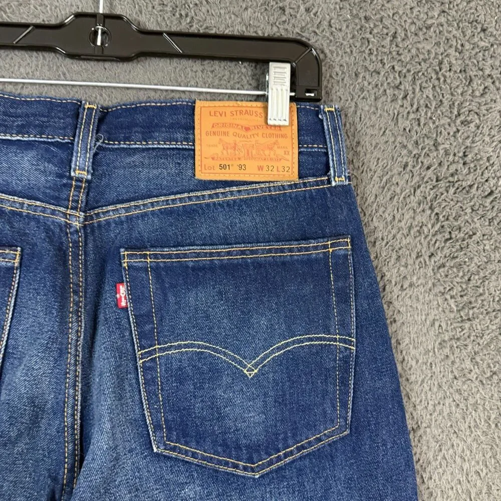 Levis 501 Lot 93 Jeans Mens 32x32 Blue Straight Fit Dark Wash Premium Denim